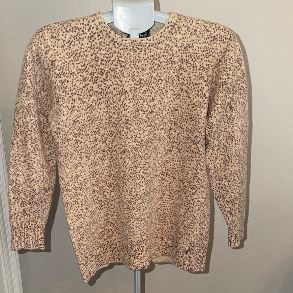 Nina Charles Vintage Angora Rabbit hair Speckled Crew Neck Sweater